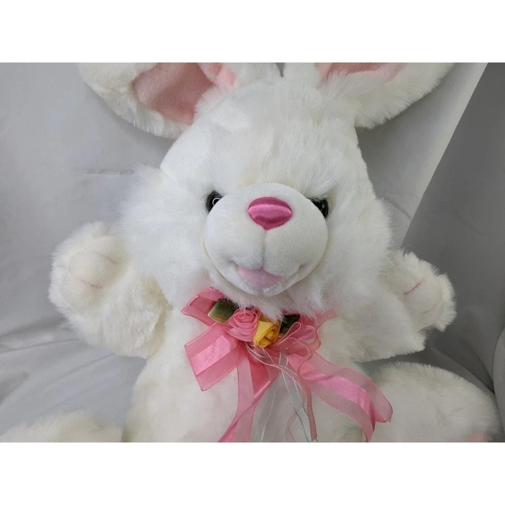 Tb Trading Co Hopster Rabbit Plush Bunny‎ White  24 Inch Pink Flowers Stuffed